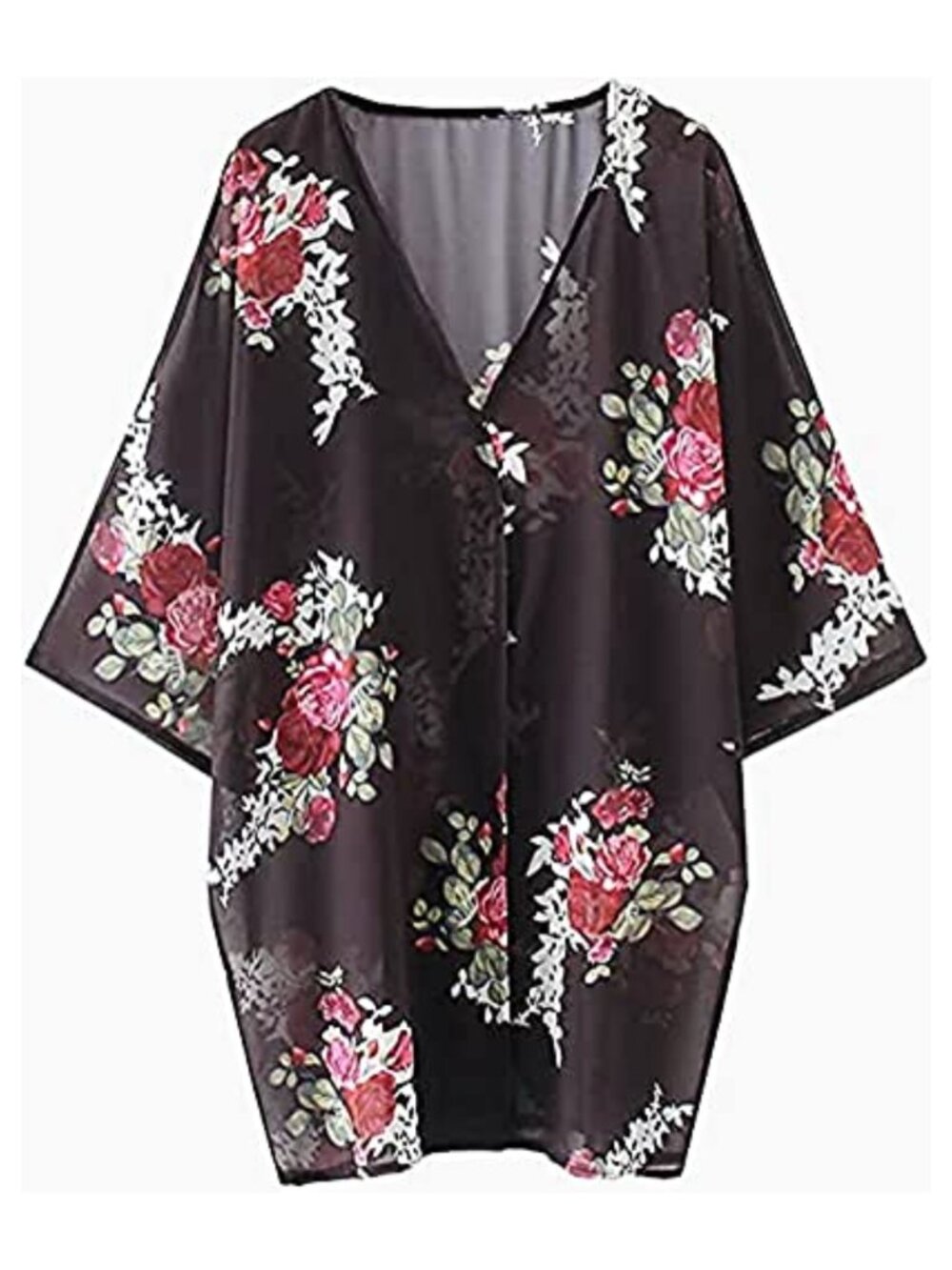 Women's Chiffon Floral Kimono Cardigan Loose Beach Coverup Sun Protection Top